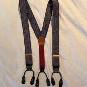 Men's Black and Maroon Diamond Pattern Silk Suspenders